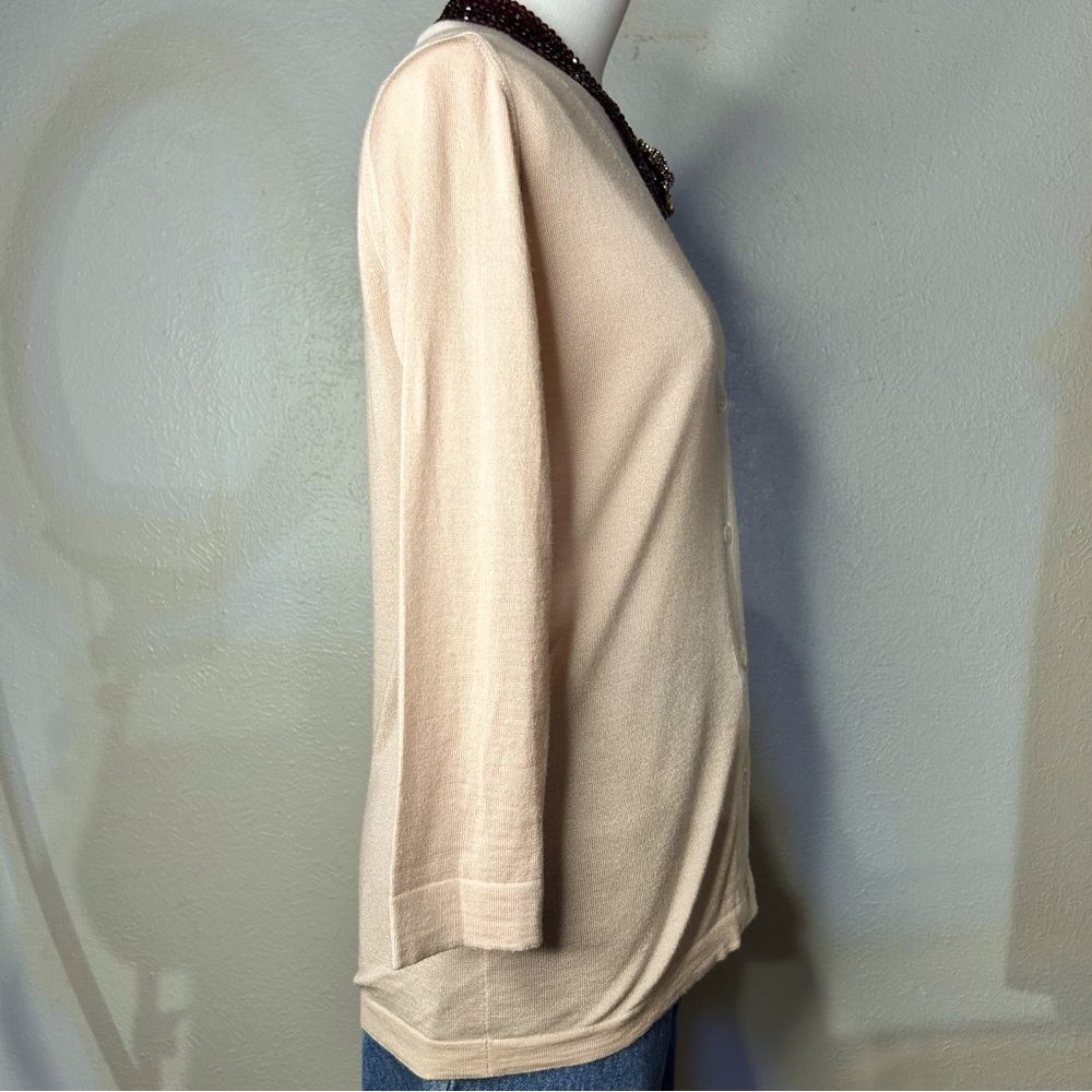 PRADA Made in Italy Blush Pink Cashmere | Silk Knit Sweater Cardigan Sz 40 US 6 - Picture 6 of 10